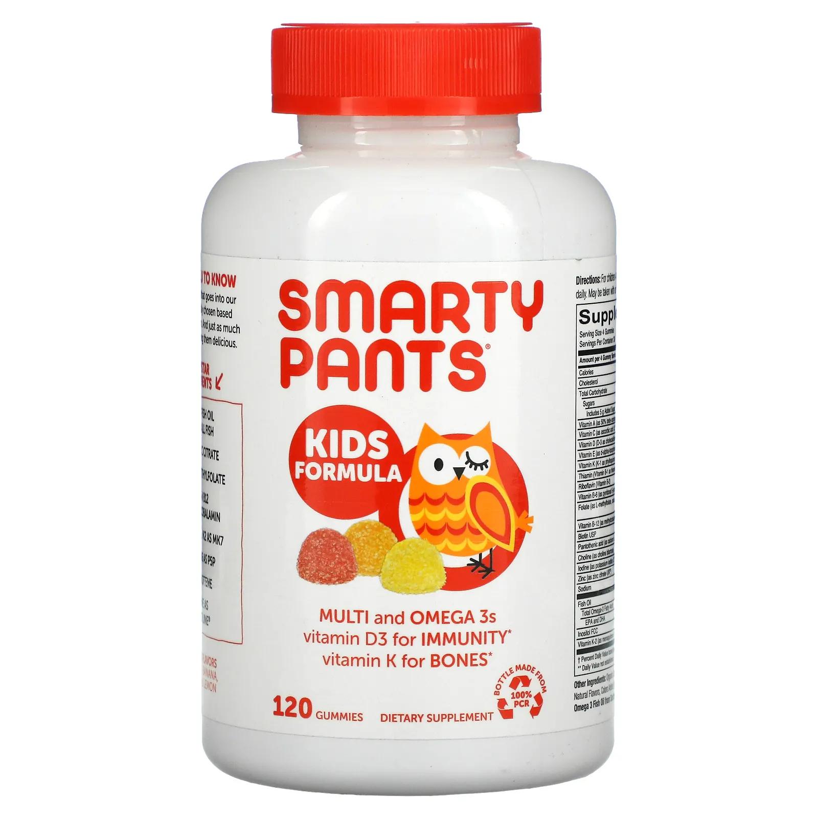 SmartyPants Kids Complete Multivitamin с рыбьим жиром содержащим омега-3 кислотами витаминами D3 и B12 120 жевательных конфет