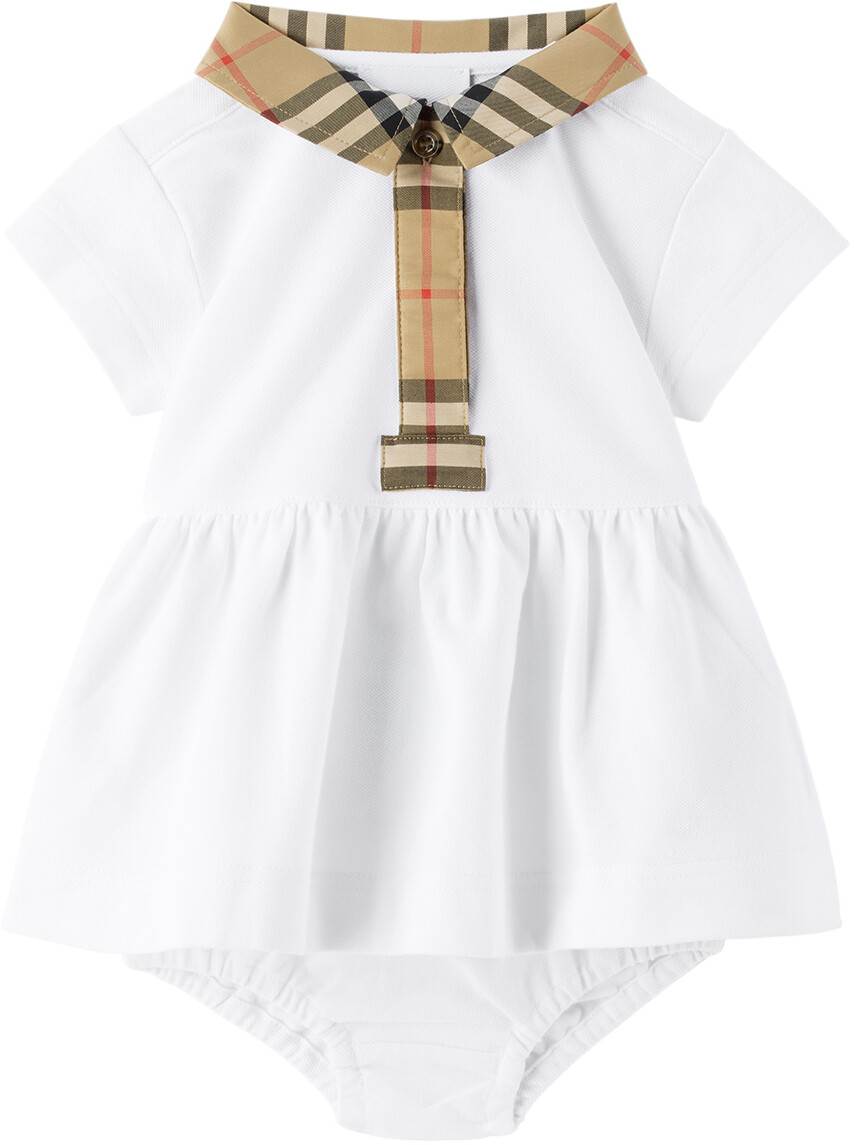 

Baby White Платье в клетку и комплект шароваров Белый Burberry