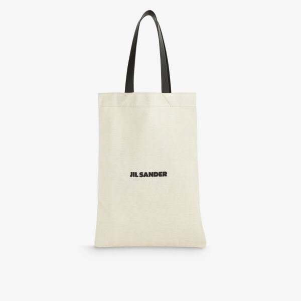 

Сумка-тоут book grande из хлопка и льна с логотипом Jil Sander, цвет natural