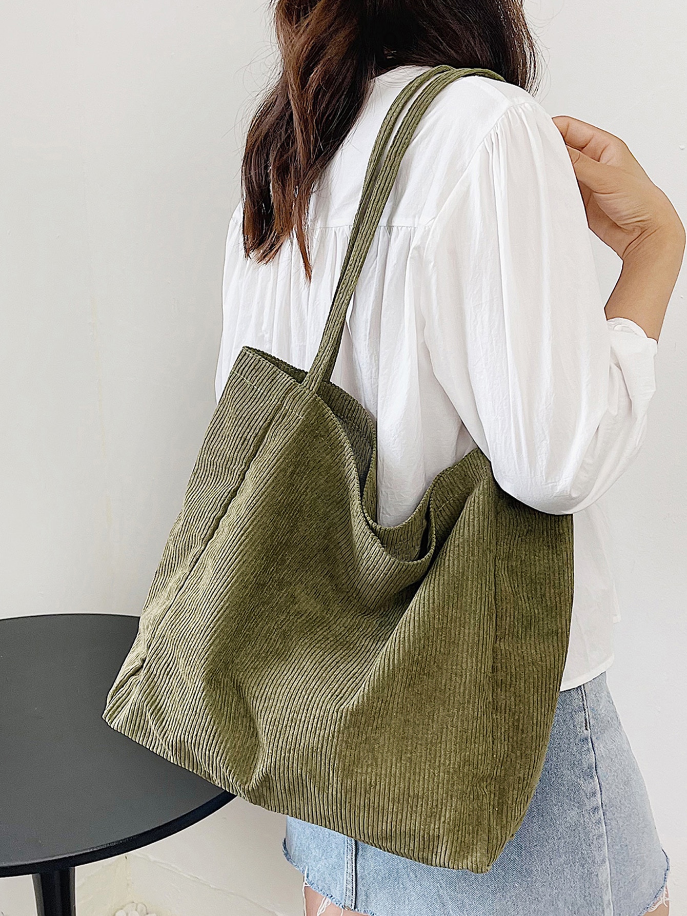 Минималистичная вельветовая сумка-шоппер, армейский зеленый сумка шоппер вельветовая зеленая