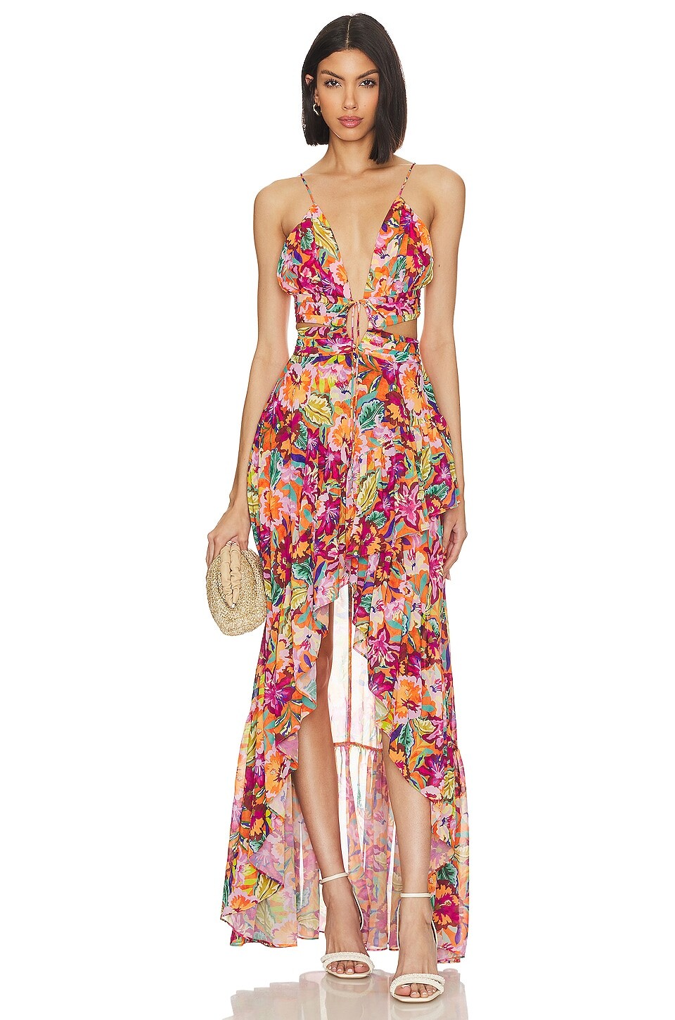 

Платье Lovers and Friends x Jetset Christina Fabi Gown, цвет Orange Multi