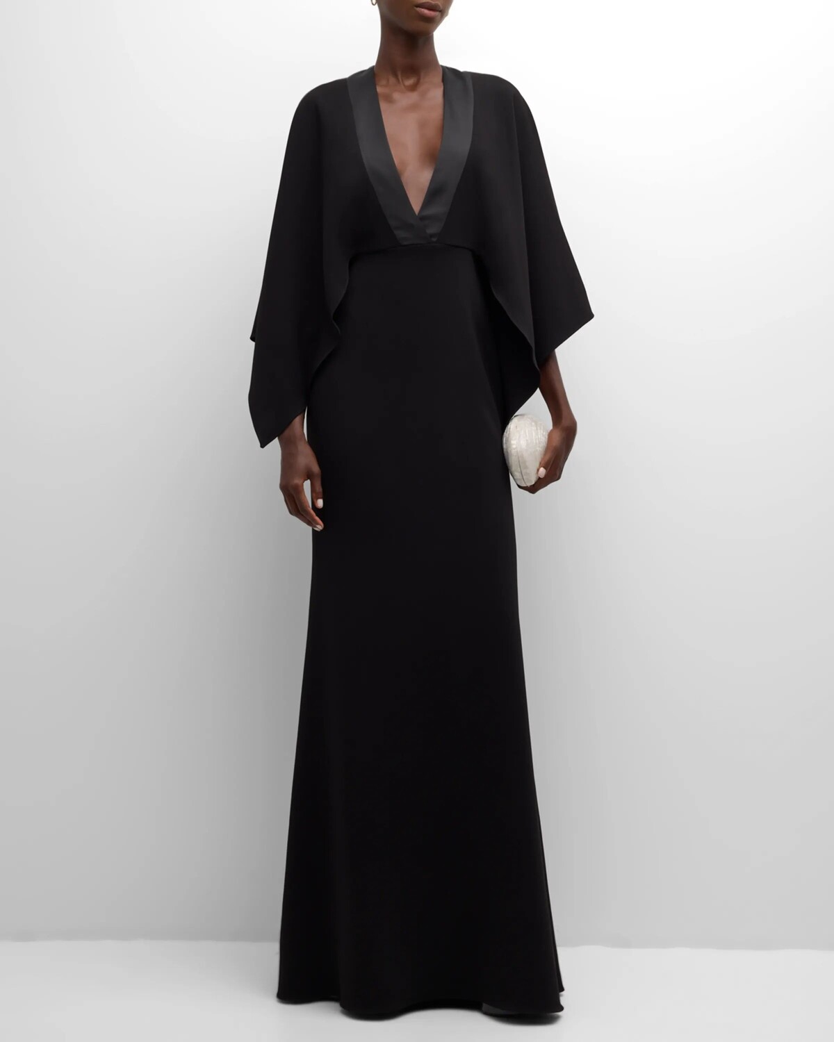 

Платье-раструб с рукавами-накидкой Badgley Mischka Collection, цвет Black