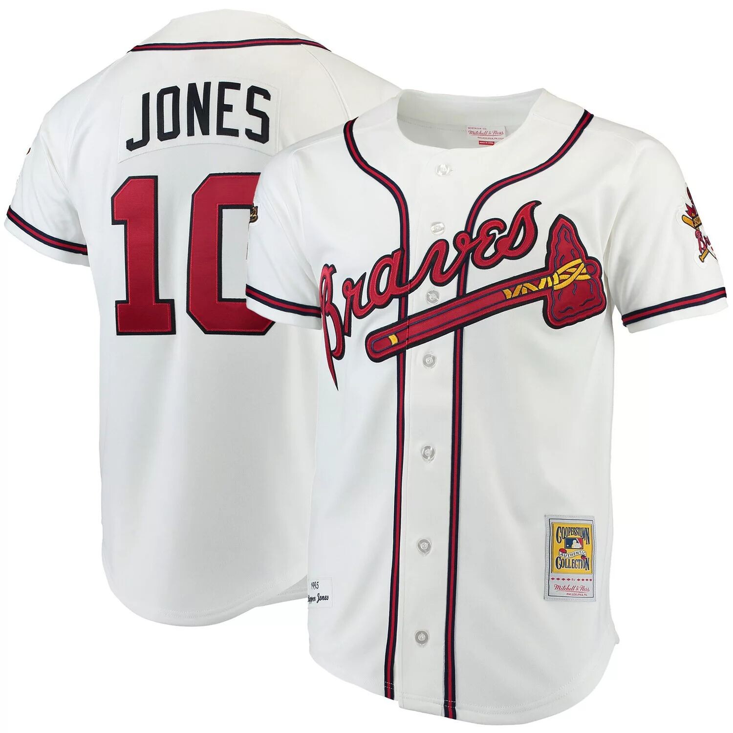 

Мужское аутентичное джерси Chipper Jones Mitchell & Ness White Atlanta Braves
