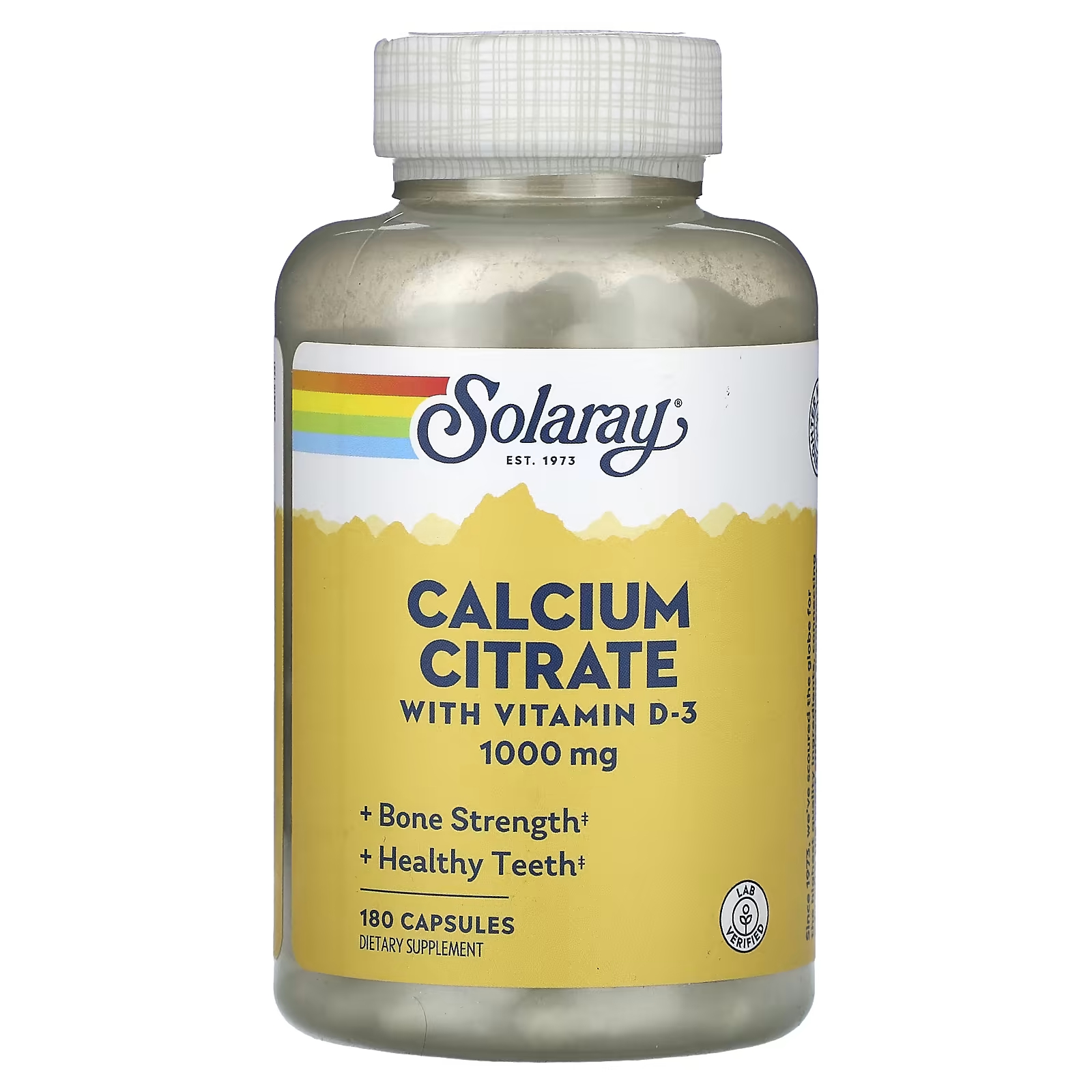 Solaray Цитрат кальция с витамином D-3 1000 мг 180 капсул (250 мг на капсулу) solaray цитрат кальция с витамином d3 250 мг 240 вегетарианских капсул