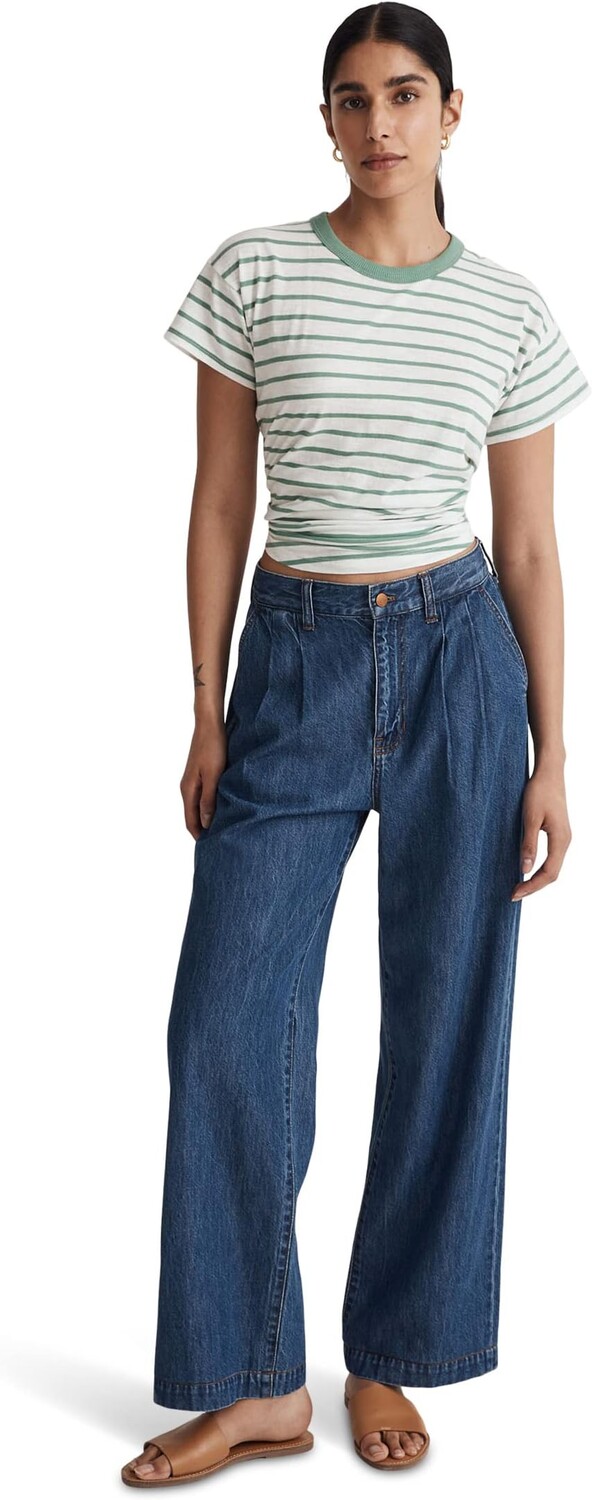 

Хлопковая футболка с круглым вырезом Whisper в полоску Дарвилла Madewell, цвет Lobster Stripe 1