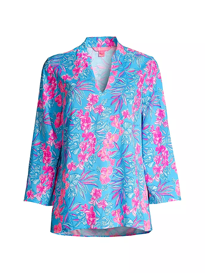 Туника с цветочным принтом Luna Bay Lilly Pulitzer, цвет cumulus blue