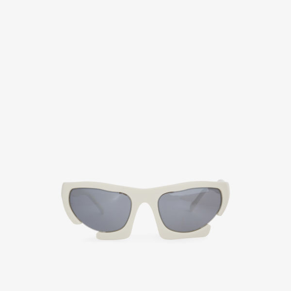 Солнцезащитные очки из полиуретана в аксиально-прямоугольной оправе Heliot Emil, белый