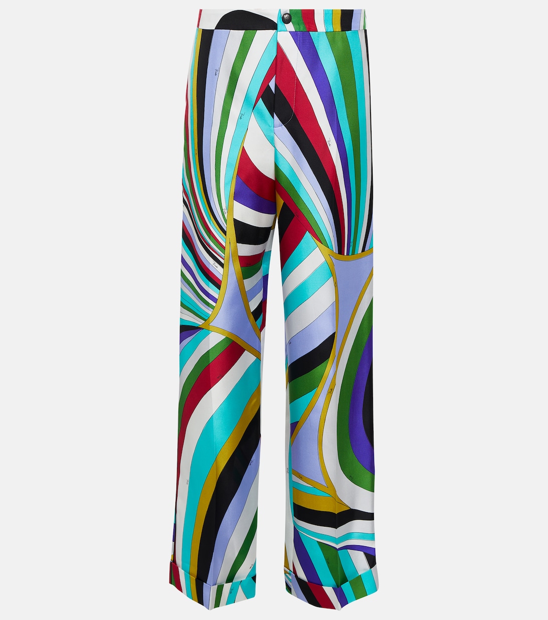 Шелковые брюки прямого кроя с принтом PUCCI, разноцветный