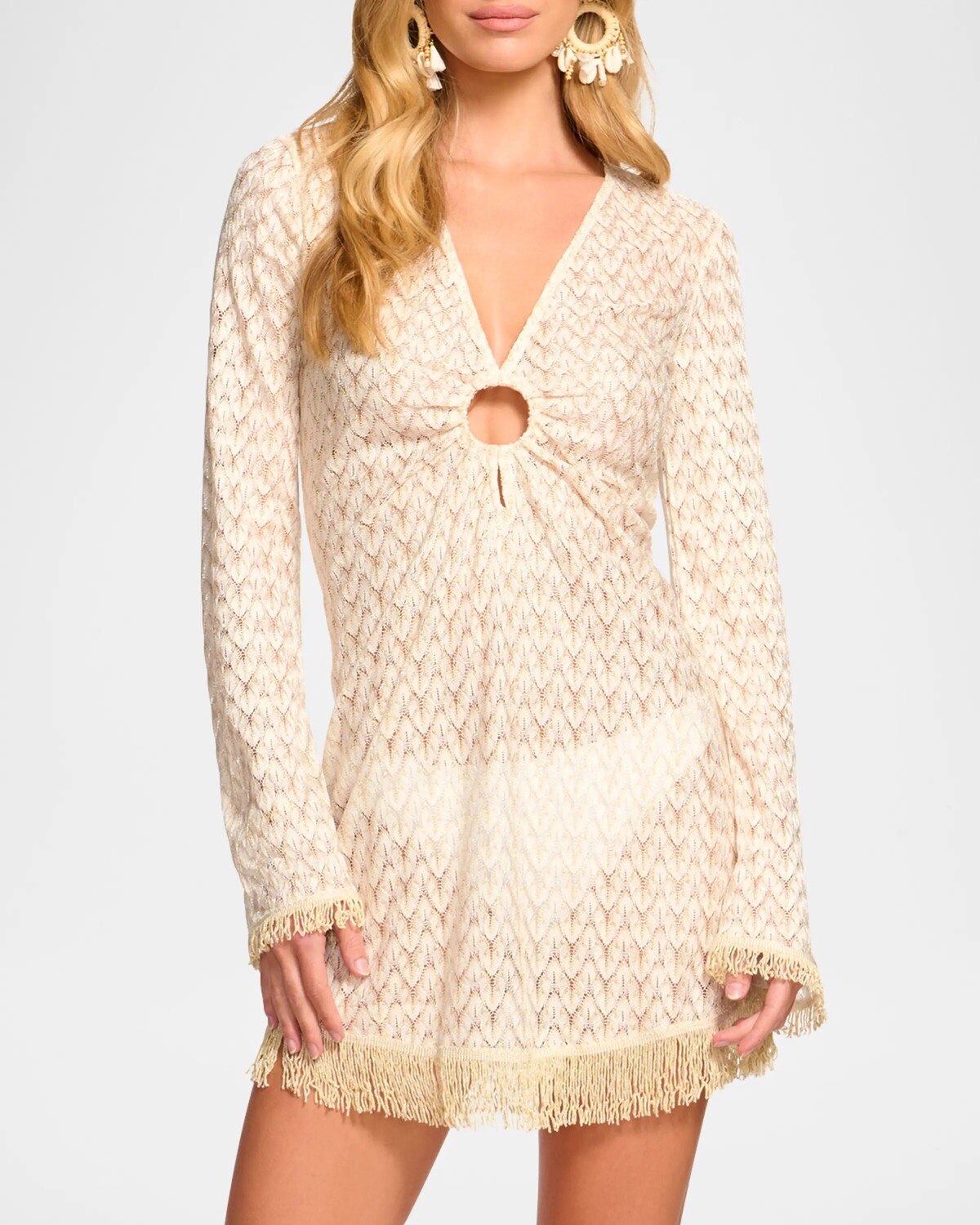 

Мини-платье Cassie с зигзагом Ramy Brook, цвет White/Gold Zig Zag