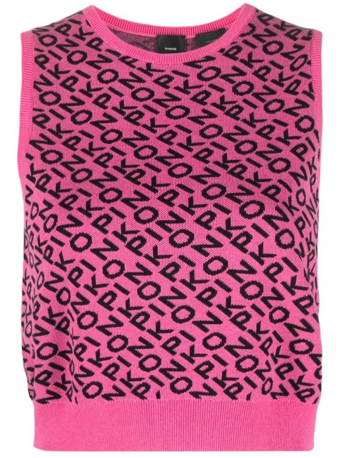 

PINKO трикотажный топ с жаккардовым логотипом, розовый
