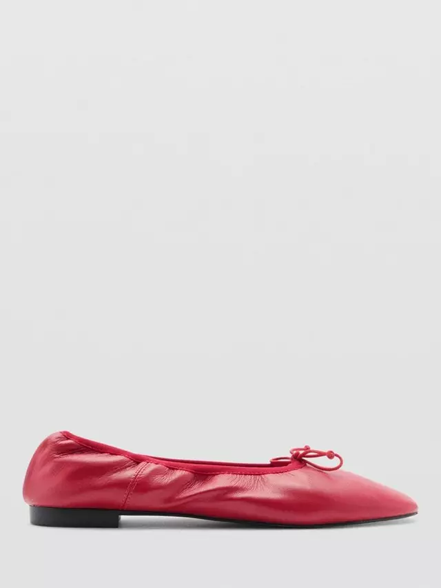 

Балетки Mango Chasse Leather Bow Detail, красный