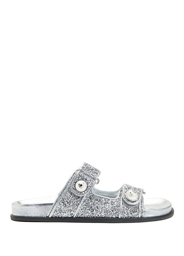 

Фаянсовые серебряные женские кожаные тапочки Jimmy Choo, серебряный