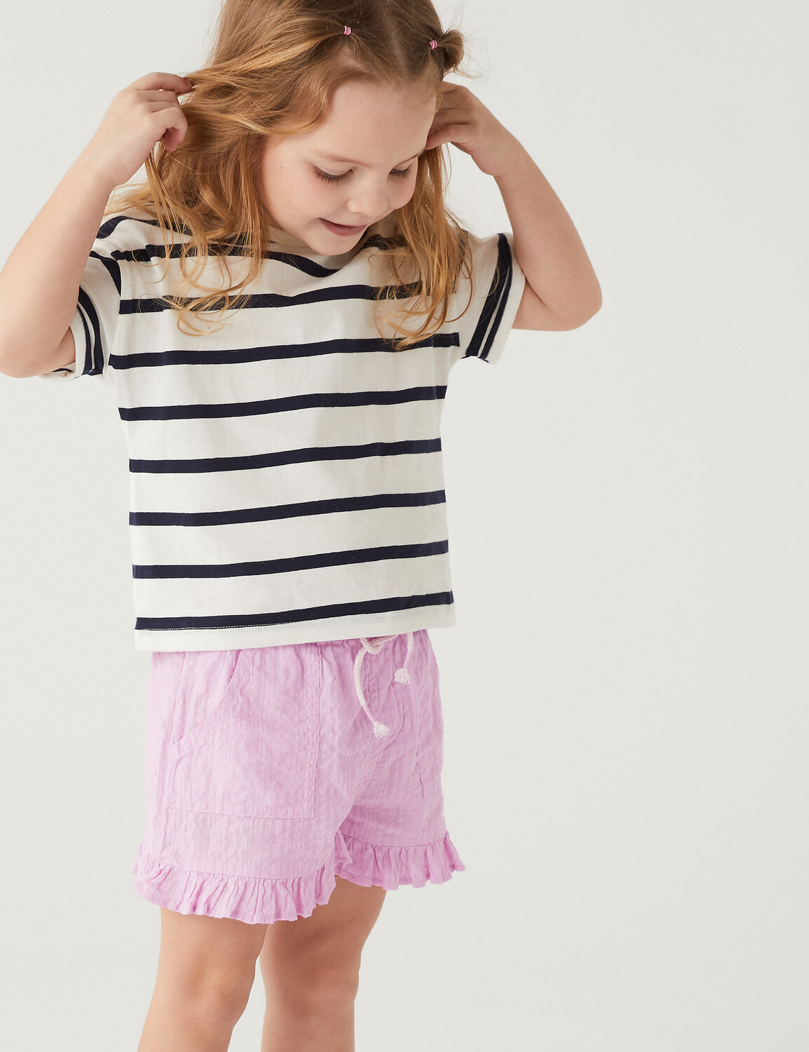 

Шорты из чистого хлопка с оборками (2–8 лет) Marks & Spencer, сирень