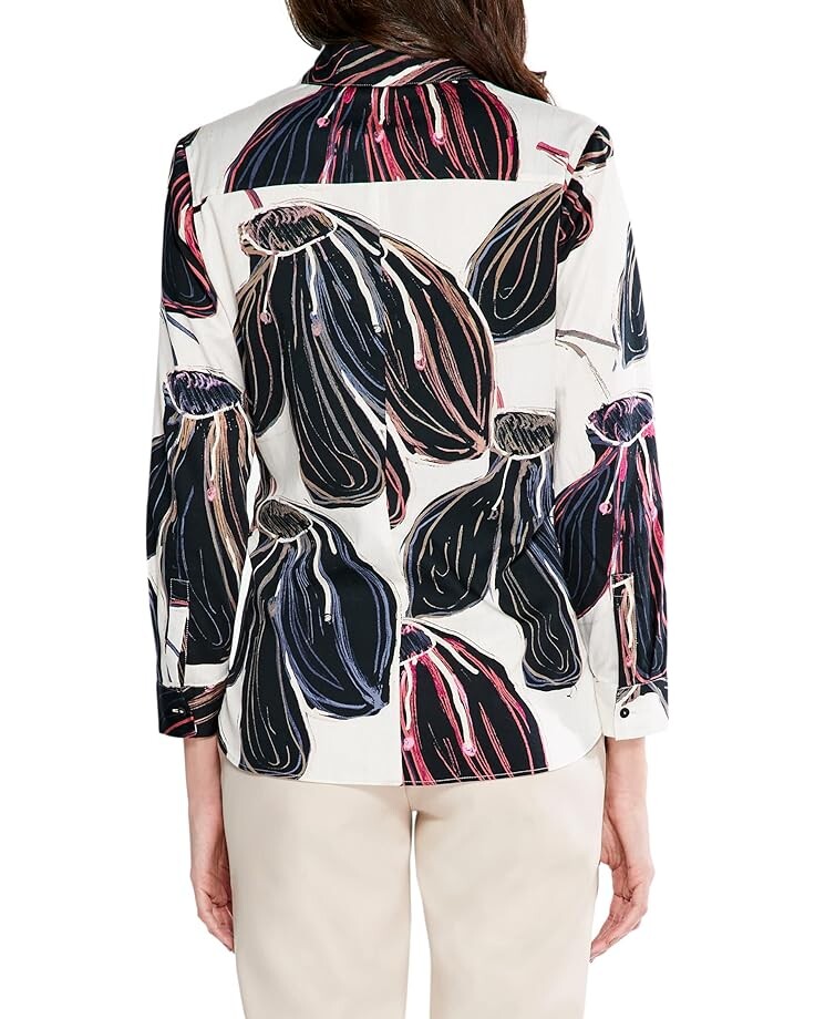 

Рубашка NIC+ZOE Stamped Flowers Shirt, черный мульти