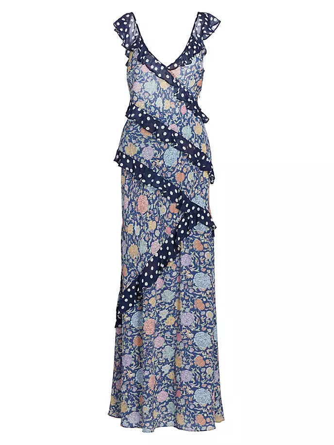 Платье макси Gail с цветочным принтом и рюшами Rixo, синий euro garden marigold tall double mix