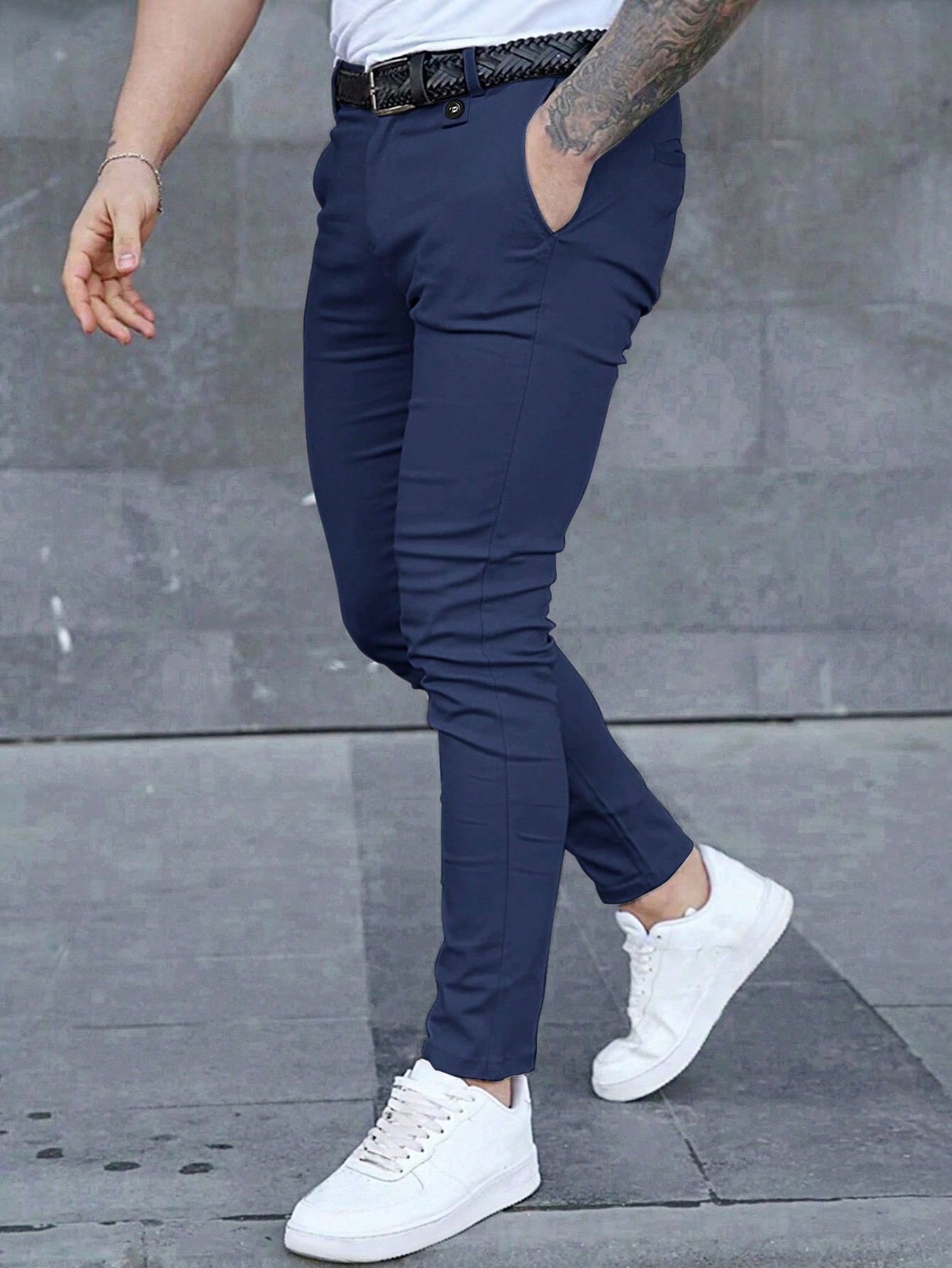 Мужские однотонные классические брюки с карманами Manfinity Mode, темно-синий