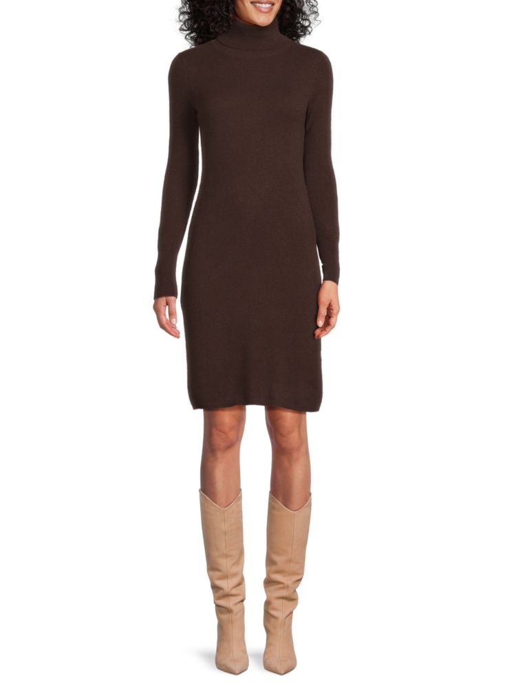 Кашемировое платье-свитер с высоким воротником Sofia Cashmere, цвет Dark Brown