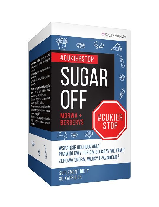 Avet Pharma Sugar Off Morwa + Berberys препарат, поддерживающий контроль веса и поддержание надлежащего уровня глюкозы в крови, 30 шт.