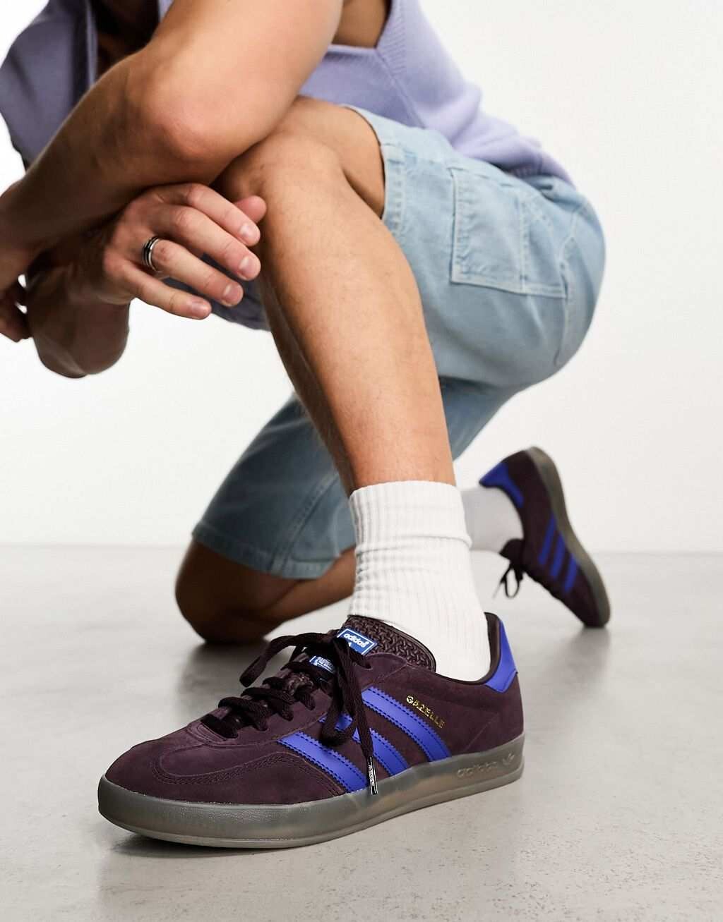 

Темно-бордовые и синие кроссовки adidas Originals Gazelle Indoor с резиновой подошвой, Синий