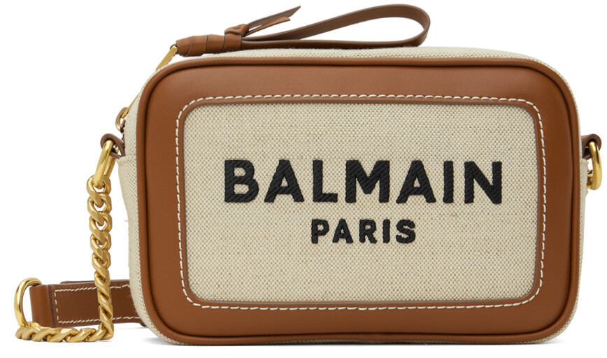 

Бежевая сумка B-Army из плотной ткани и кожи Balmain