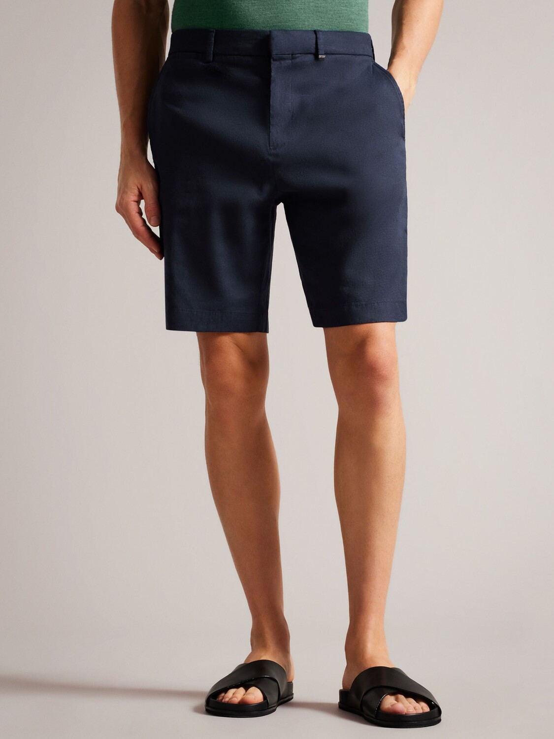 

Шорты из смесового льна Ted Baker Leder, темно-синие