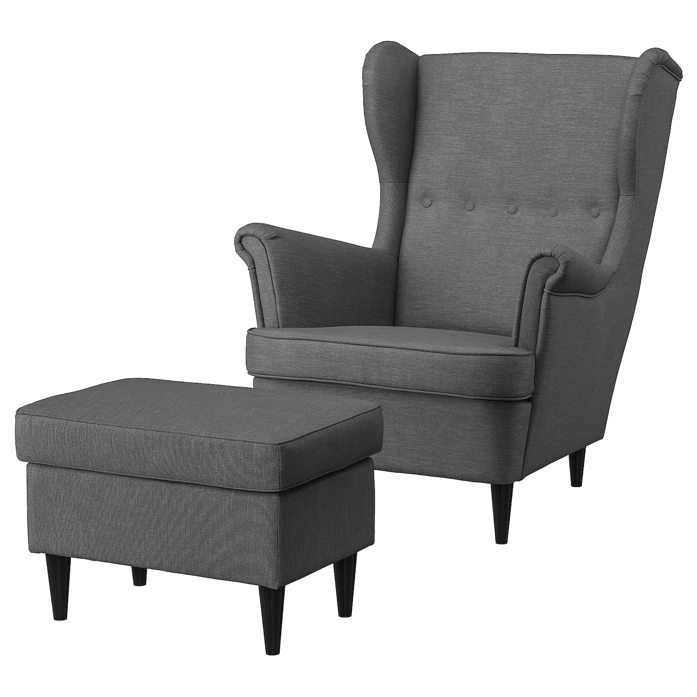 СТРАНДМОН Кресло и подставка для ног, Нордвала темно-серый STRANDMON IKEA