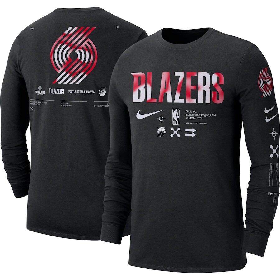 

Футболка с длинным рукавом Nike Portland Trail Blazers, черный