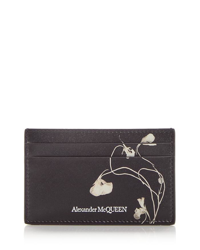 

Кожаный футляр для визиток с цветочным принтом Alexander McQUEEN, черный
