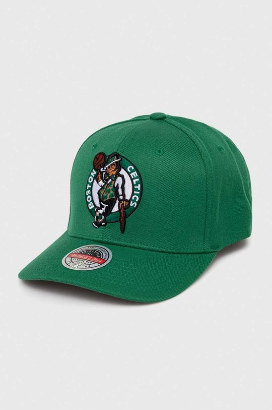 Шапка с козырьком с добавлением хлопка Boson Celtics Mitchell&Ness, зеленый бейсболка mitchell