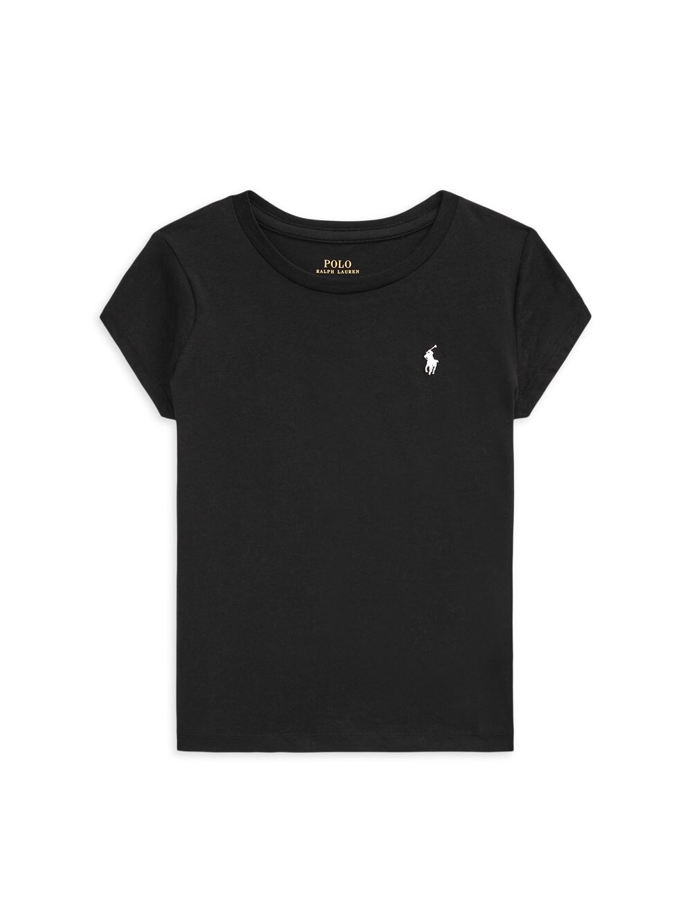 

Хлопковая футболка-поло с надписью Little Girl's & Girl's Signature Polo Ralph Lauren, черный