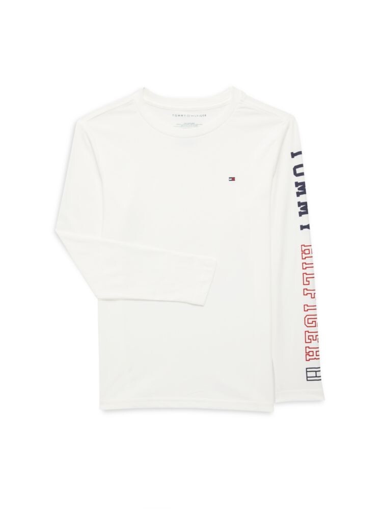 

Хлопковая футболка с логотипом для мальчика Tommy Hilfiger, цвет Snow White