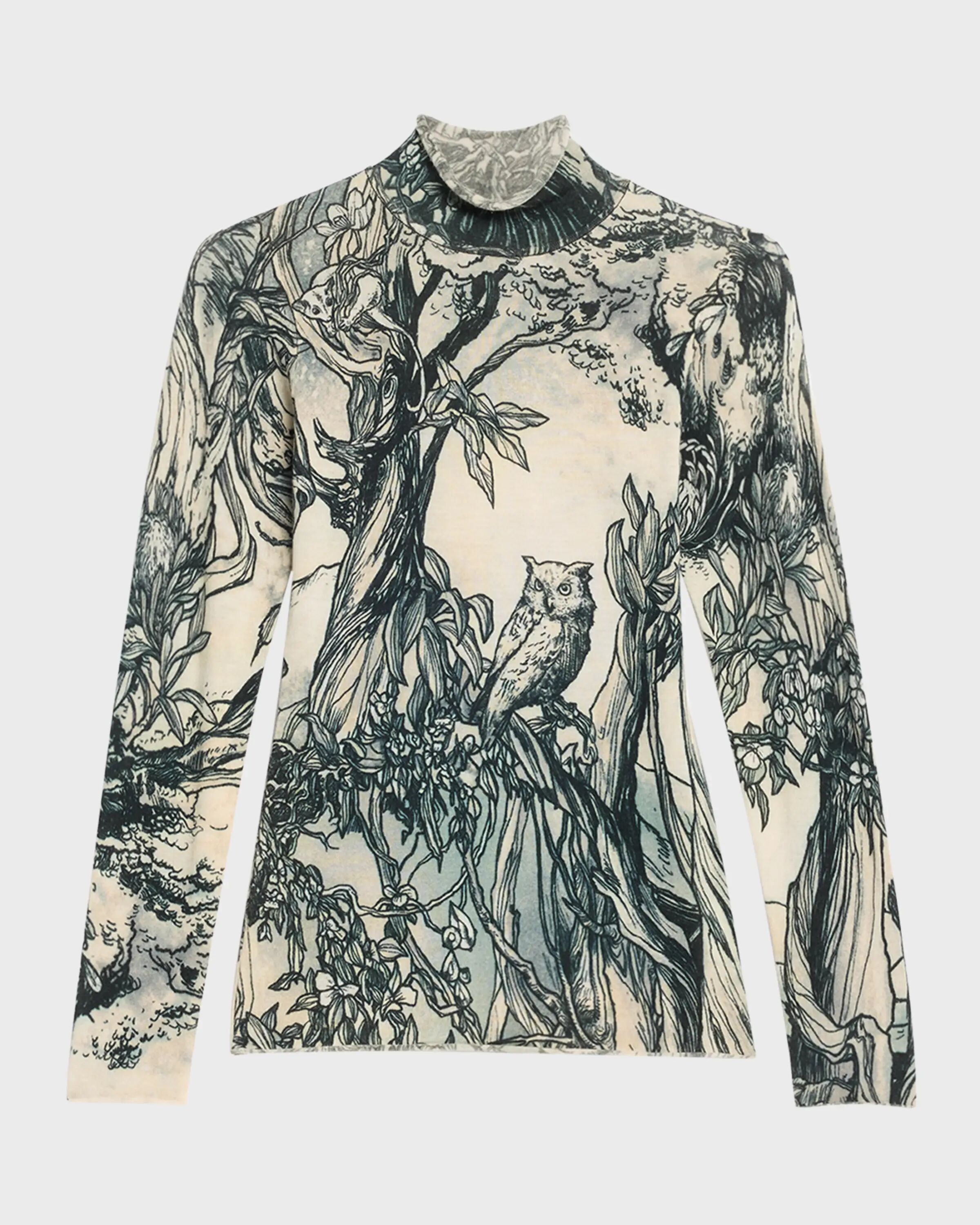 

Шерстяной свитер с высоким воротником и принтом Fable Forest Jason Wu Collection, цвет Sage Multi