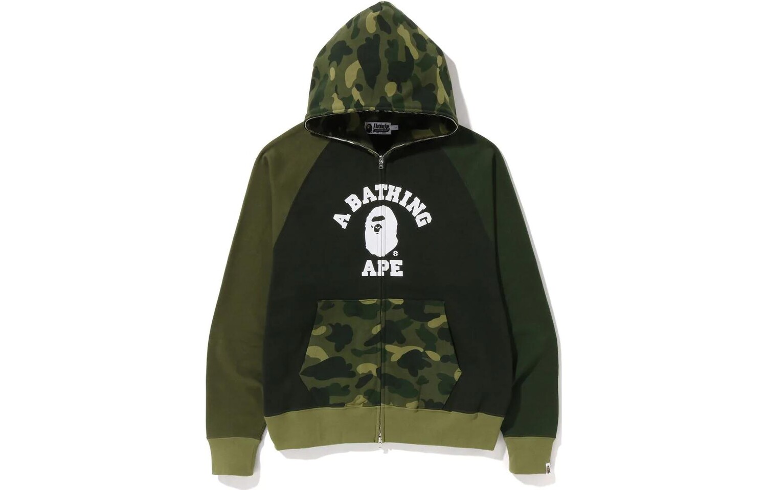 

BAPE Color Camo Свободный крой Толстовка с капюшоном на молнии A Bathing Ape, зеленый