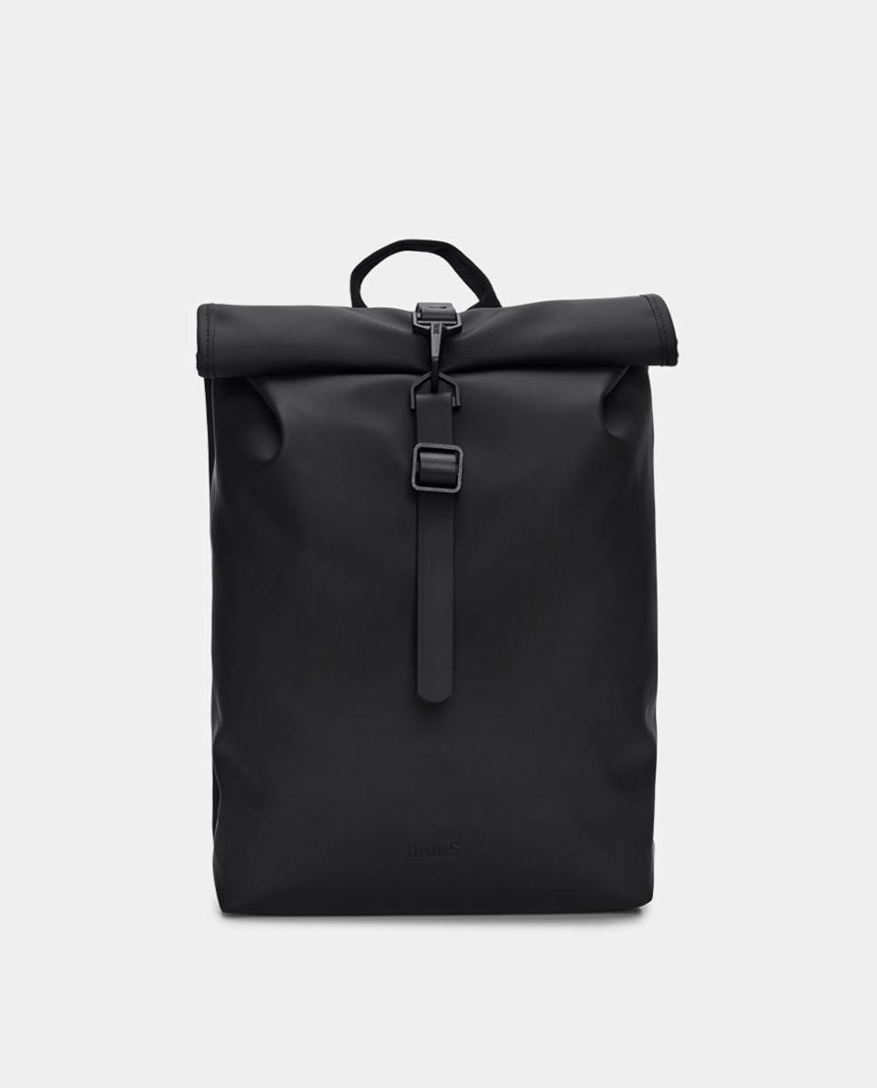 Маленький черный водостойкий рюкзак со складной крышкой Rains, черный рюкзак rains rolltop rucksack