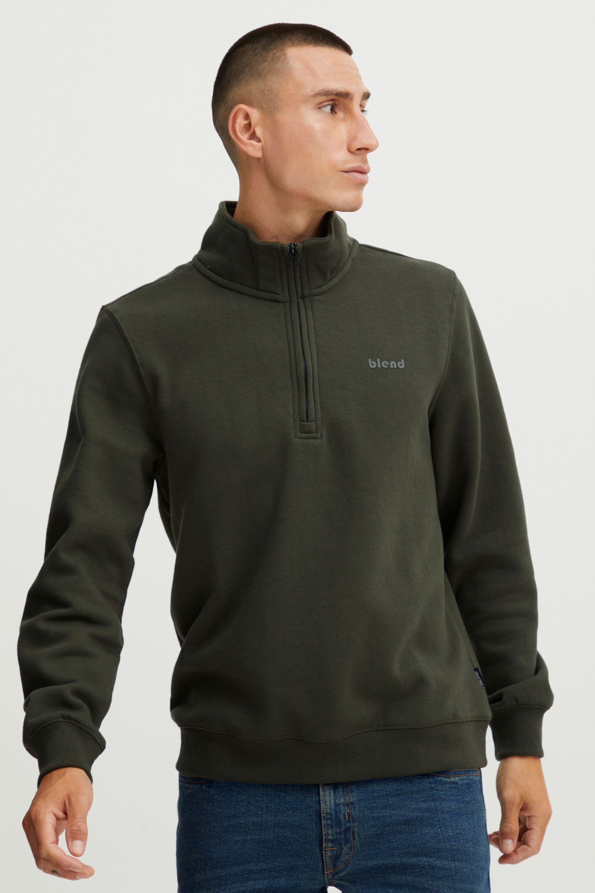 Пуловер BLEND Troyer Halfzip sweatshirt 20714493, зеленый