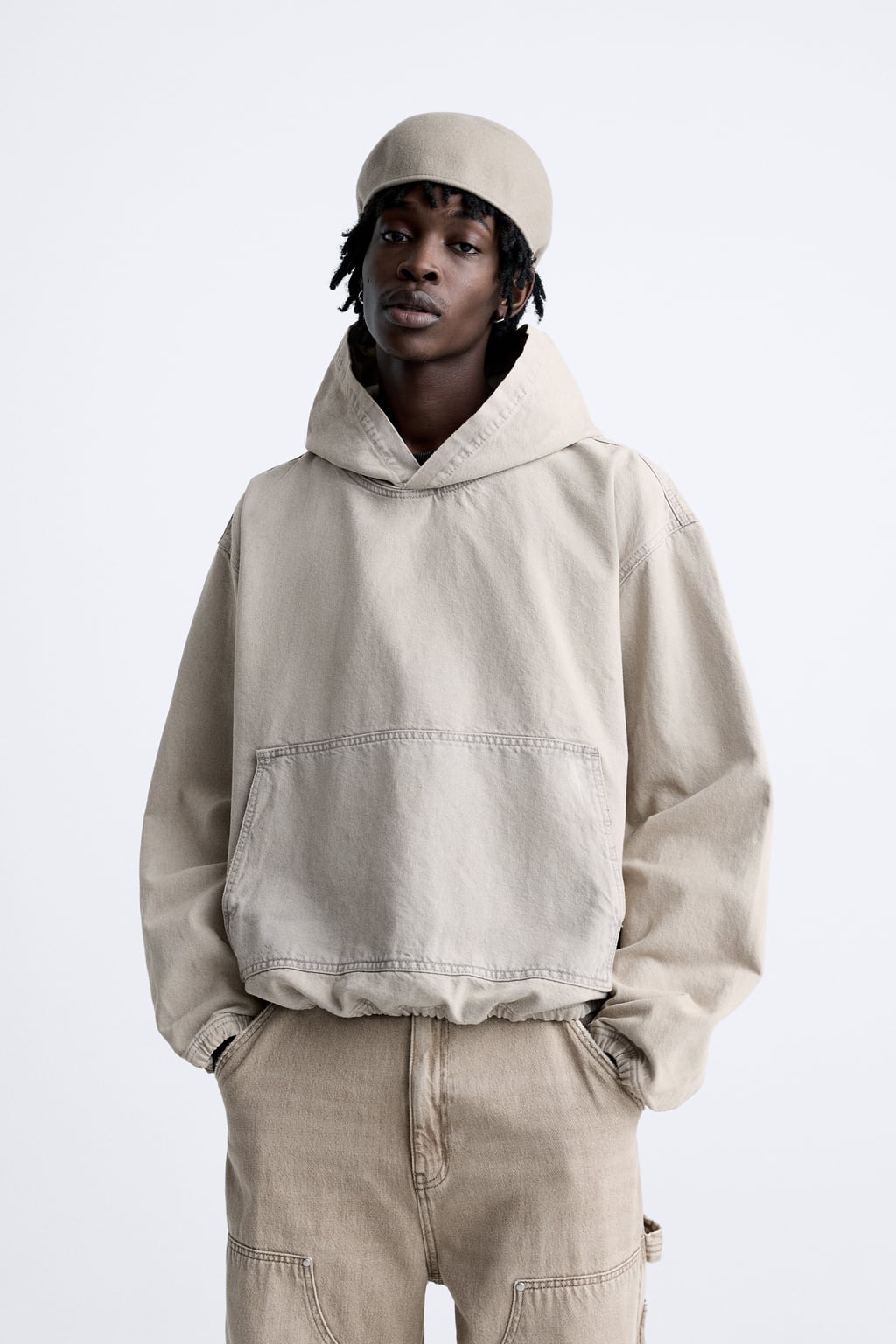 

Джинсовая толстовка с капюшоном ZARA, песочный