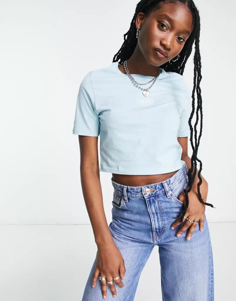 

Синяя укороченная футболка Vans Oval Sporty эксклюзивно для ASOS