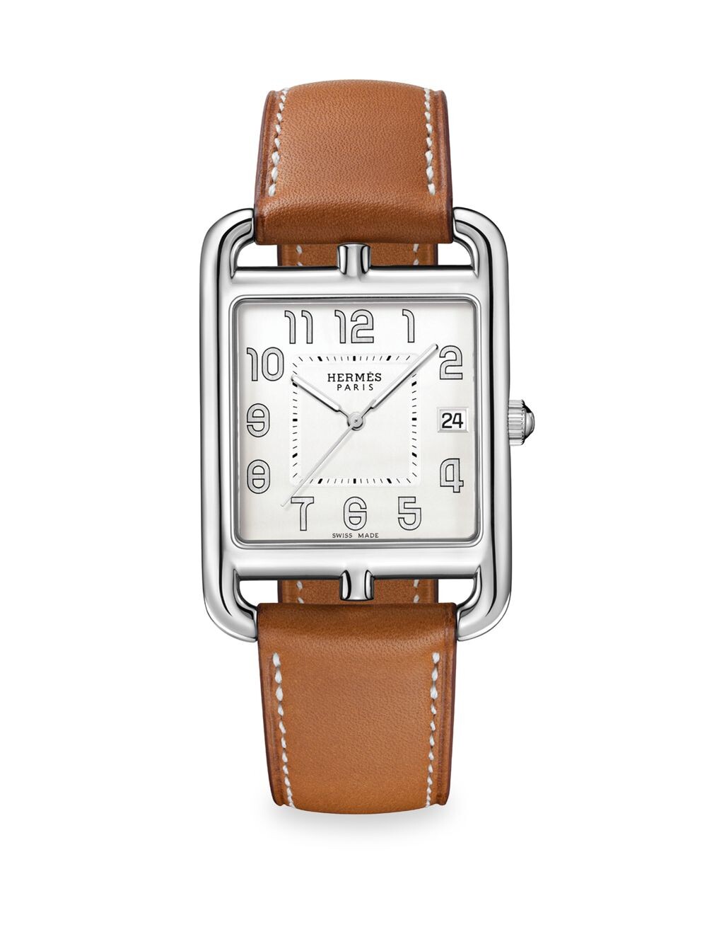 

Часы Cape Cod 41 мм из нержавеющей стали и кожаного ремешка HERMÈS, коричневый