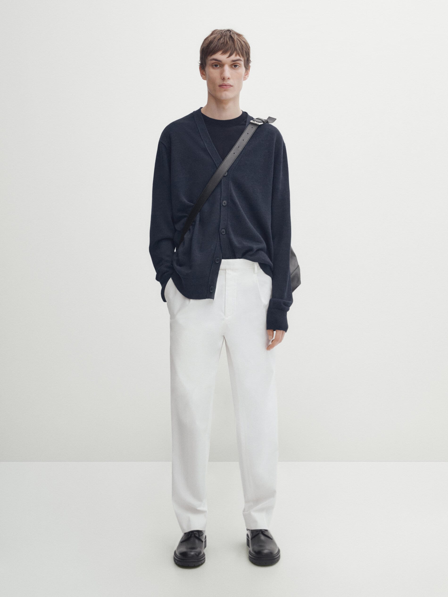 Элегантные брюки из смесового хлопка Massimo Dutti, белый