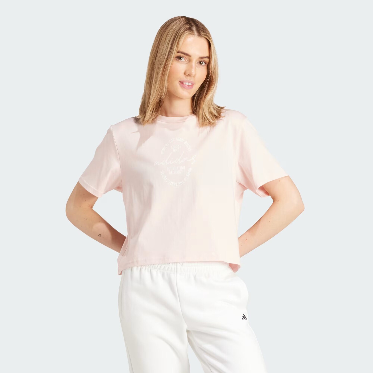 

Футболка с рисунком Brand Love Signature Adidas, цвет Sandy Pink
