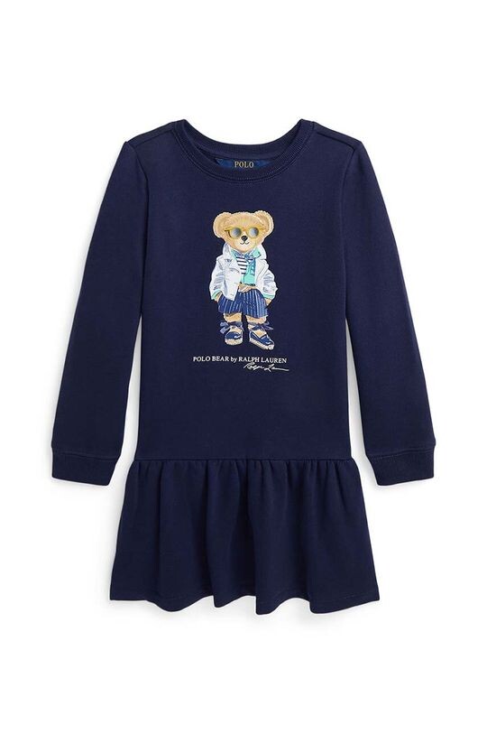 

Детское хлопковое детское платье Polo Ralph Lauren, темно-синий