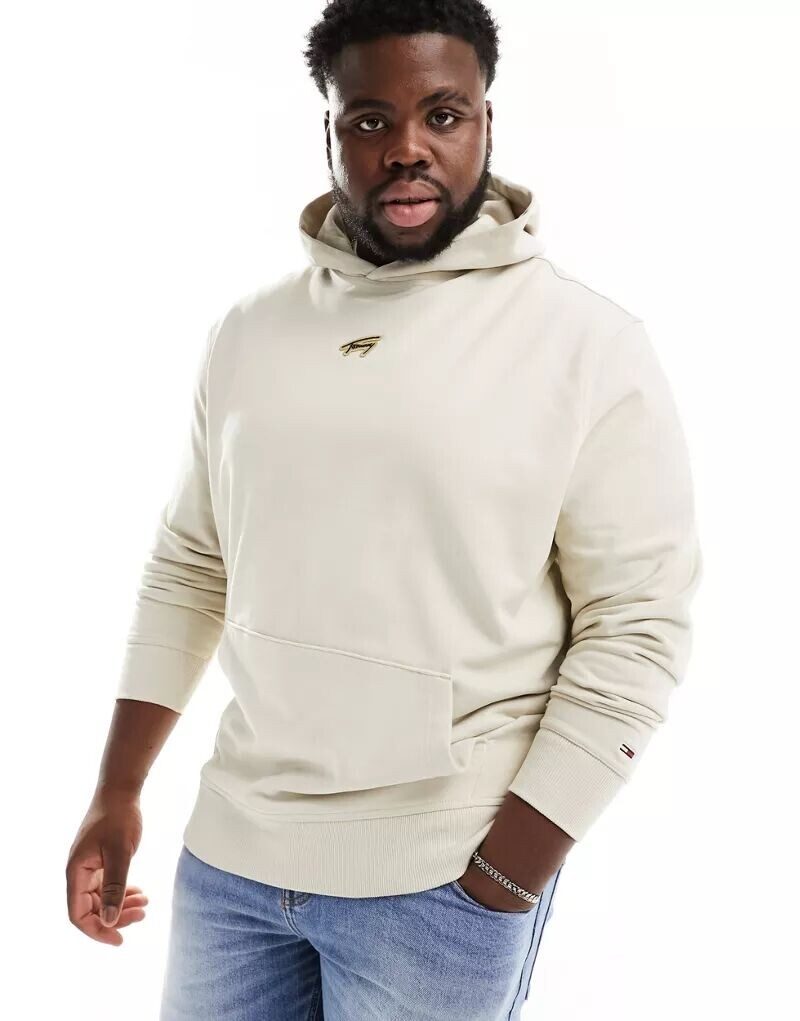 

Бежевая худи свободного кроя с фирменным логотипом Tommy Jeans Big & Tall, Серый