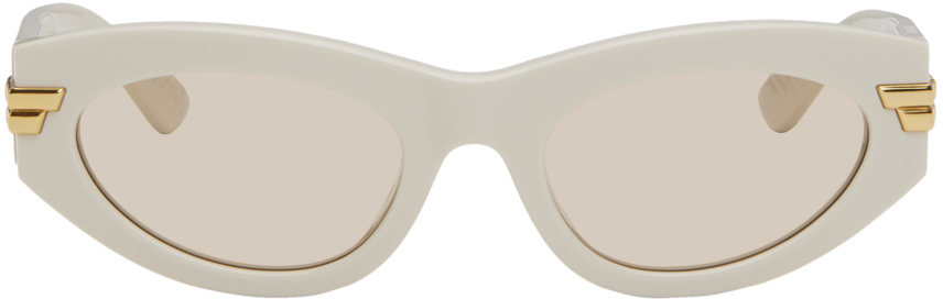 Белые солнцезащитные очки «кошачий глаз» Bottega Veneta