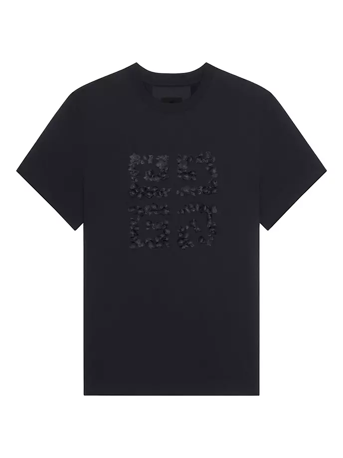 

Хлопковая футболка с цветочной эмблемой 4G Givenchy, черный