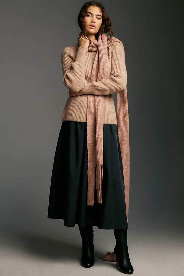 

Шарф Anthropologie Extreme с бахромой, mauve