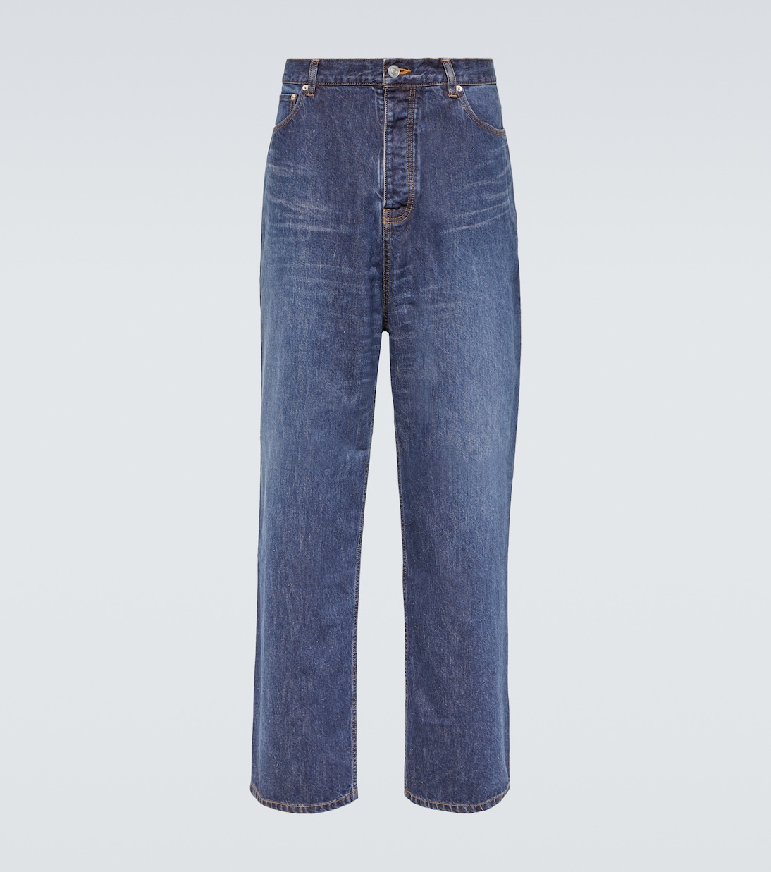 Широкие джинсы со средней посадкой Balenciaga, синий широкие джинсы со средней посадкой синий