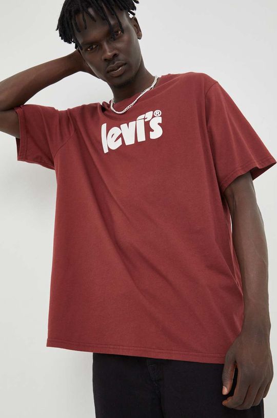 Хлопковая футболка Levi's, гранат