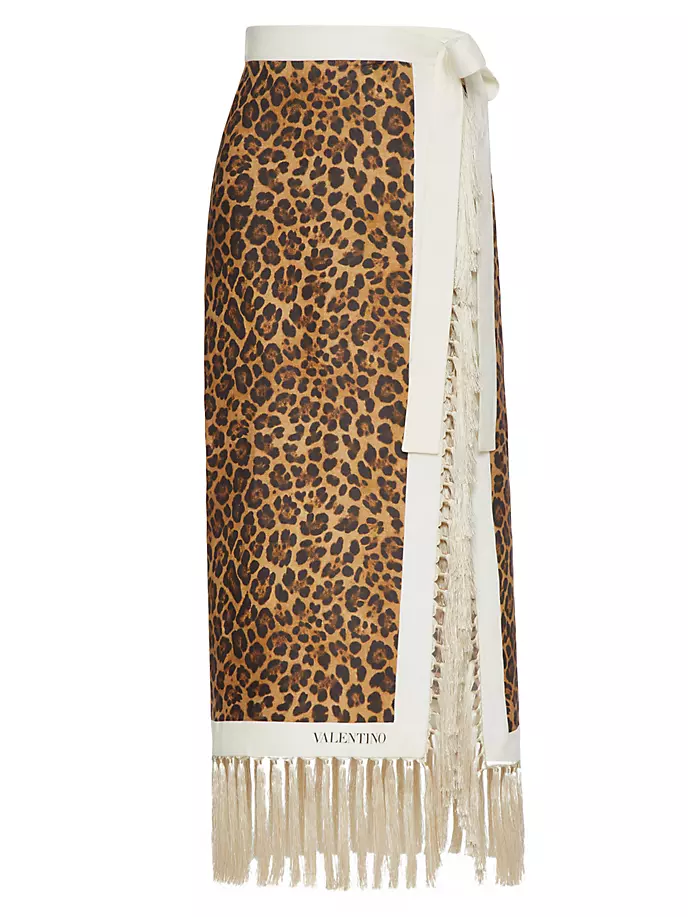 

Льняная юбка анималистического стиля Valentino Garavani, цвет animal print