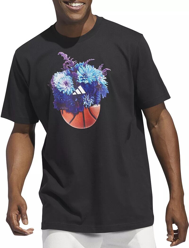 

Мужская футболка с короткими рукавами и рисунком Adidas Floral Hoops, черный