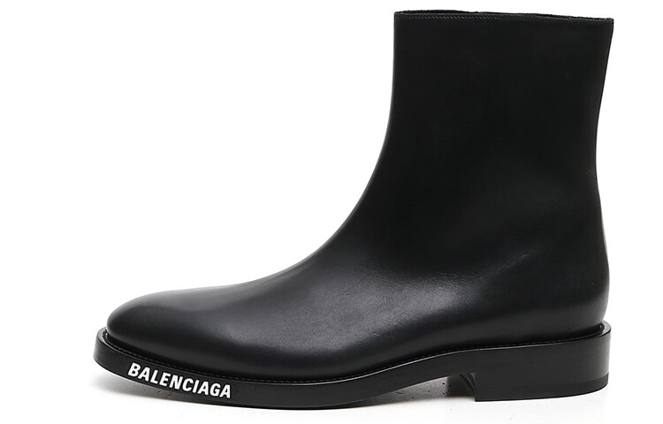 

Кожаные ботильоны Balenciaga, черно-белый логотип